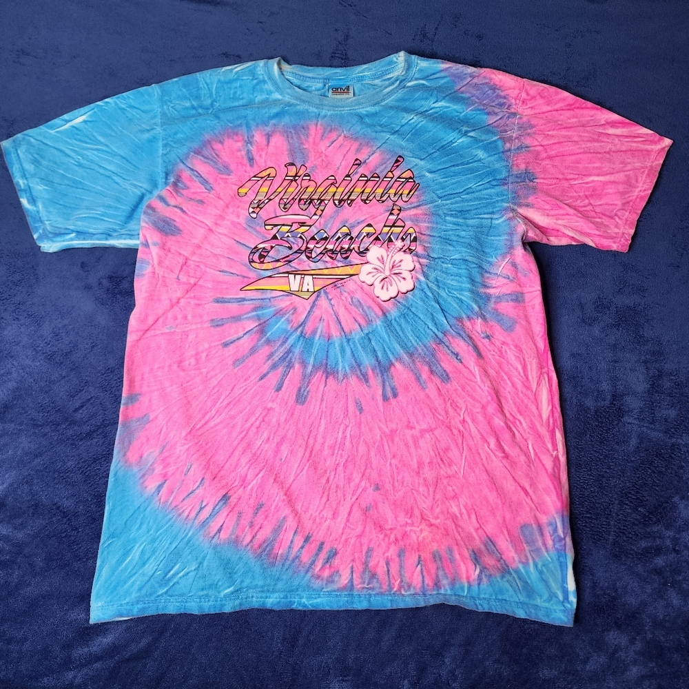 Anvil Tie-Dye Short Sleeve Tee Pink and Turquoise Virginia Beach‎